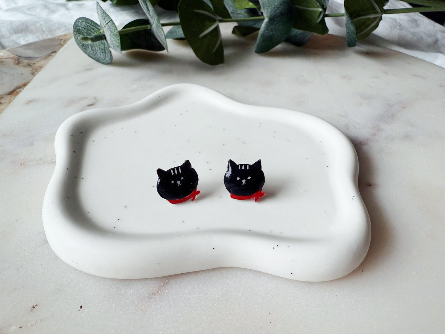 Black cat earrings