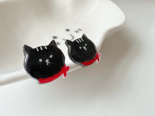 Black cat earrings
