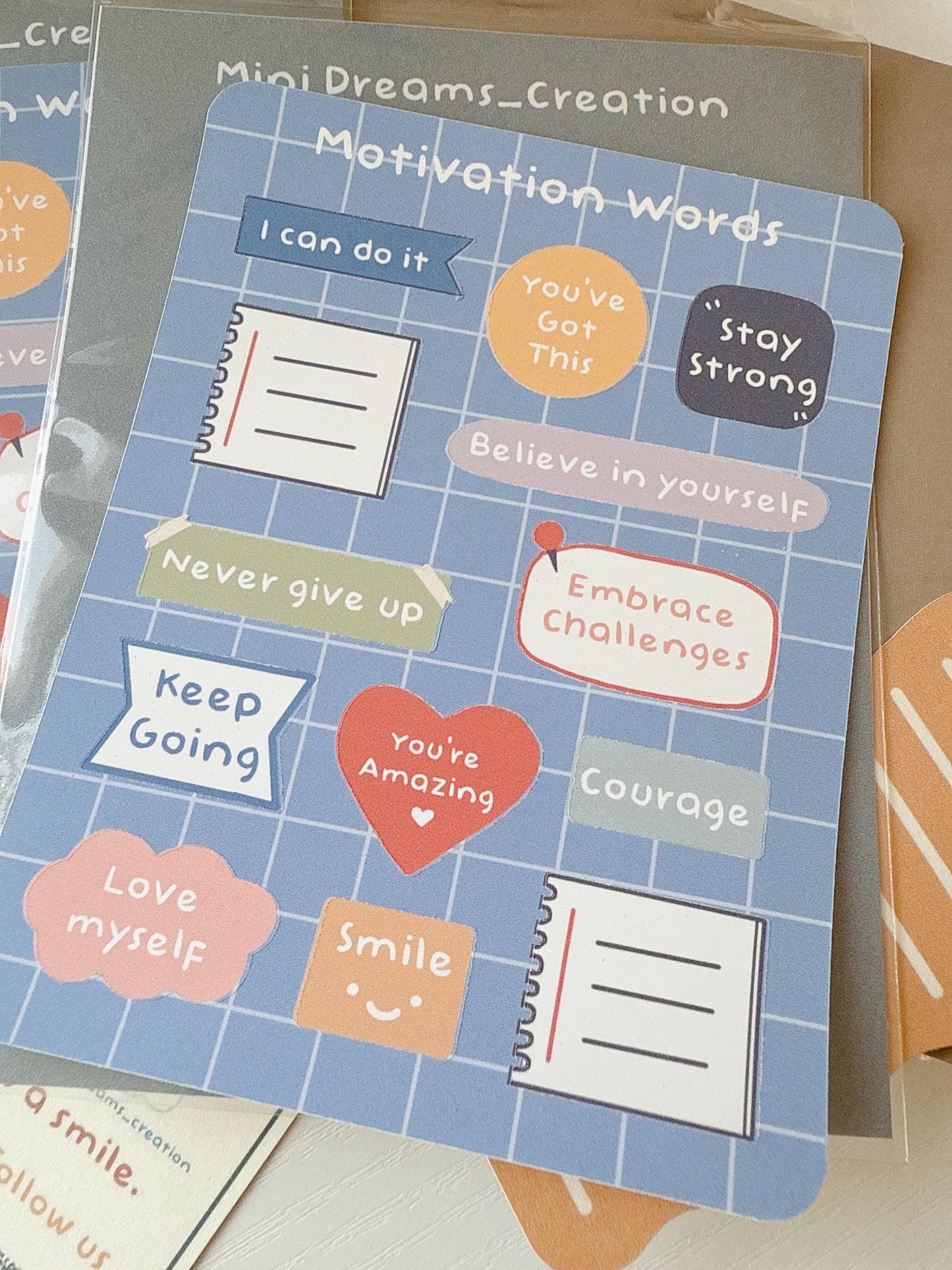 Motivation words sticker sheet