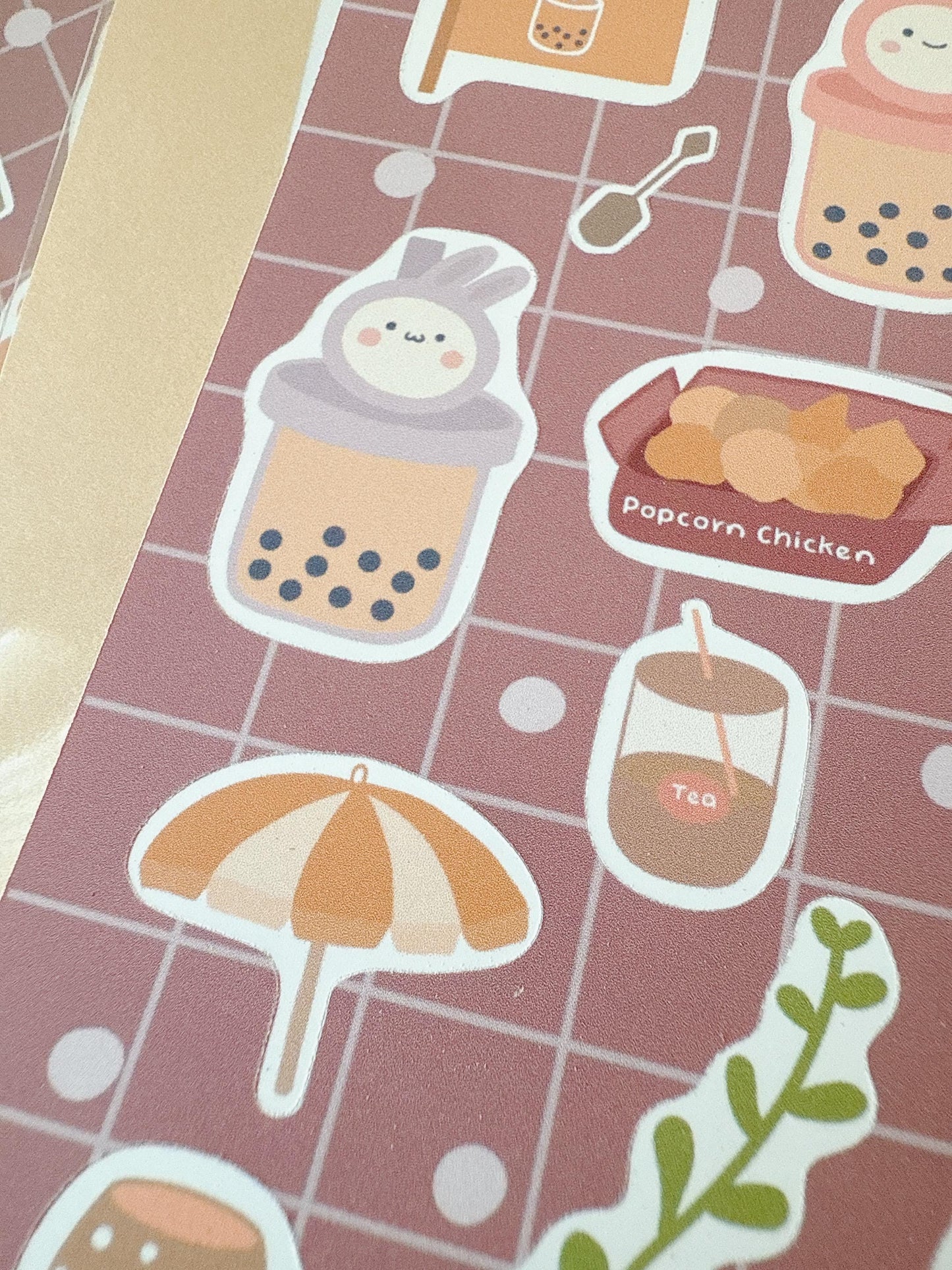 Boba milk tea sticker sheet