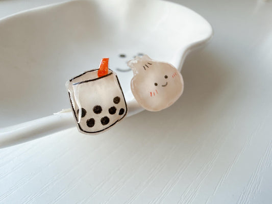 Boba milk tea & Bao earrings