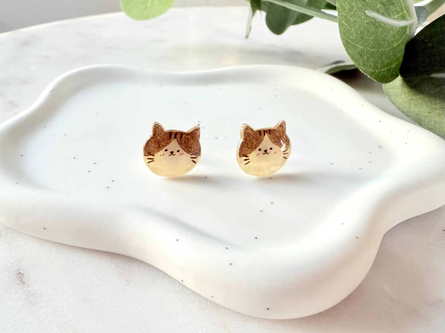 Brown Cat earrings