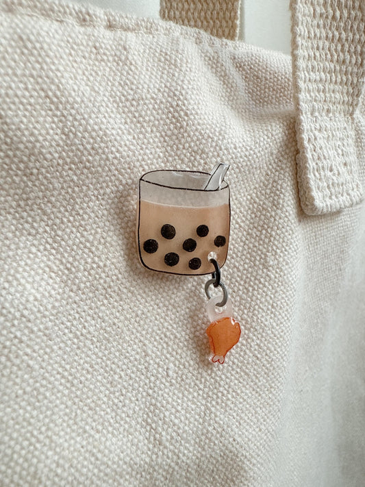 Boba milk tea pin