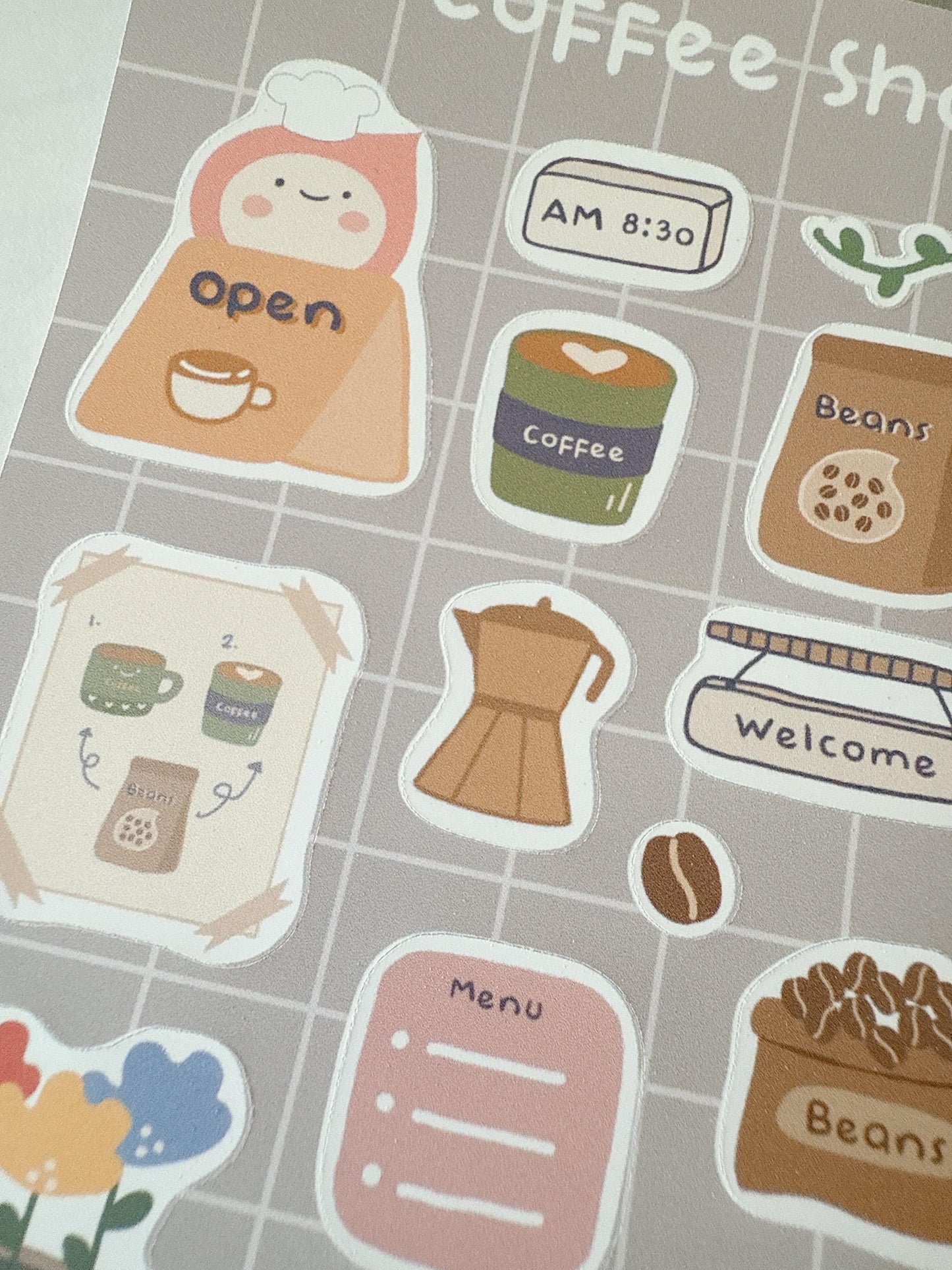 Coffee shop sticker sheet