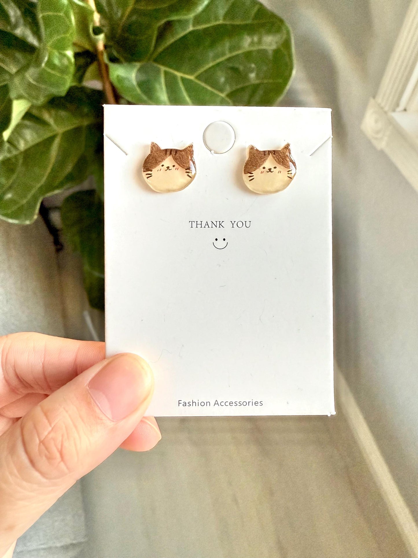 Brown Cat earrings