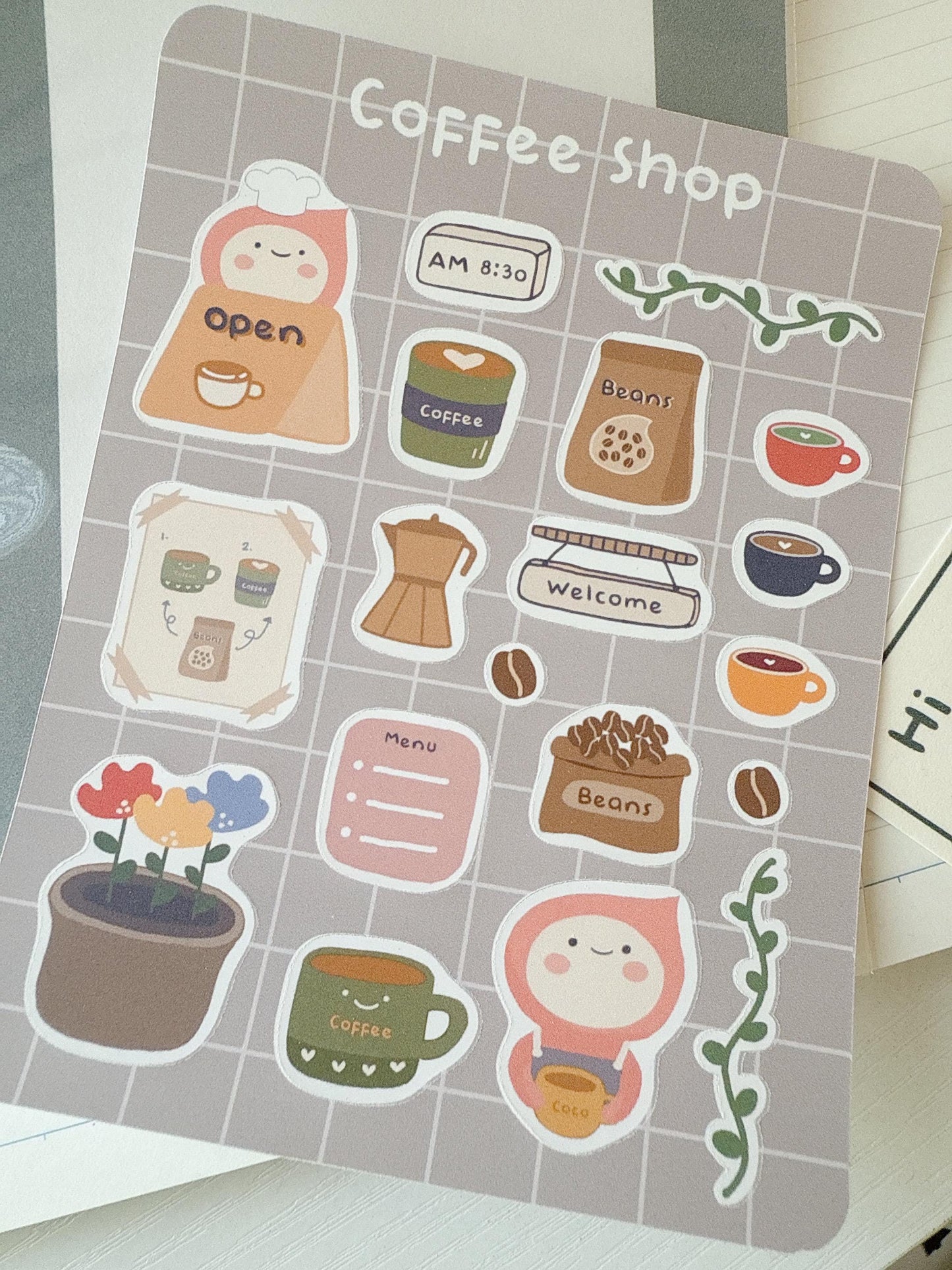 Coffee shop sticker sheet