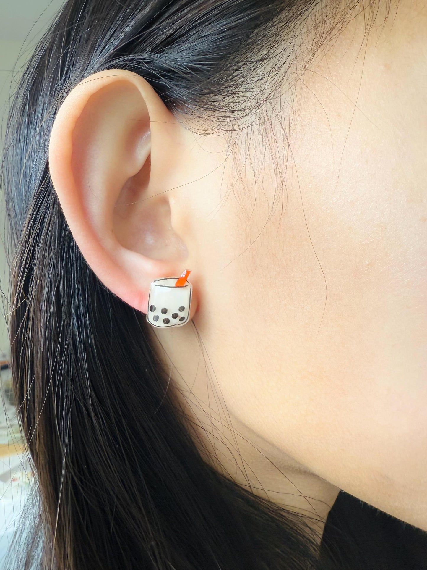 Boba milk tea & Bao earrings