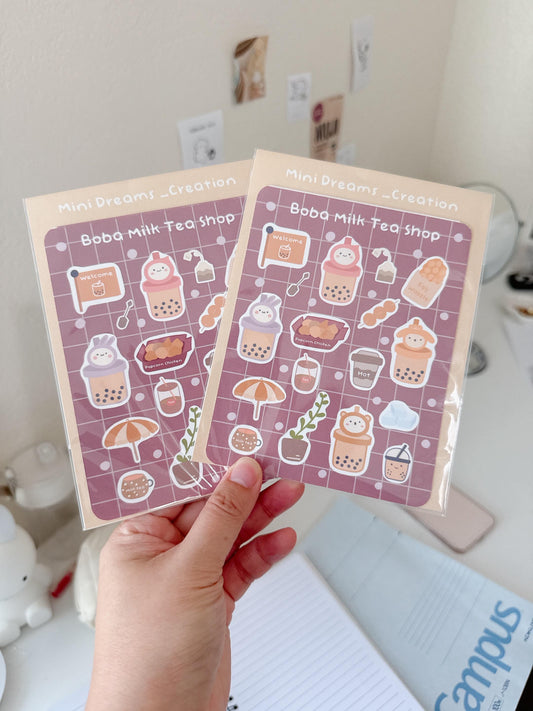 Boba milk tea sticker sheet