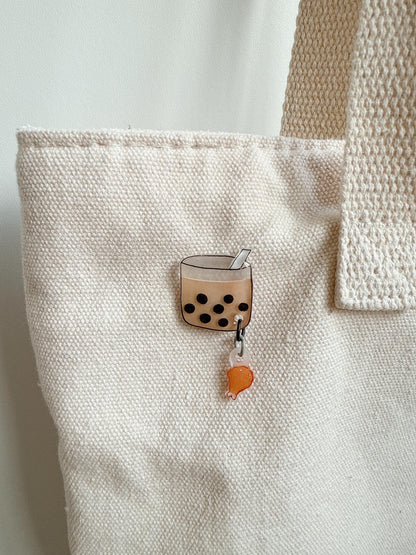 Boba milk tea pin