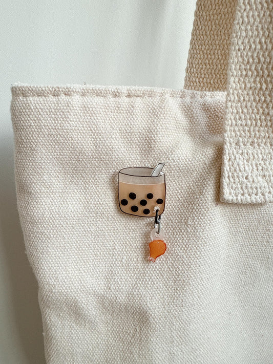 Boba milk tea pin