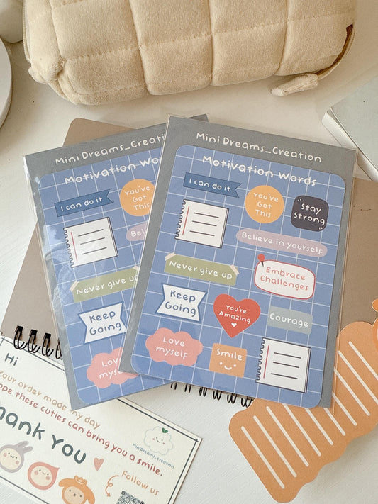 Motivation words sticker sheet